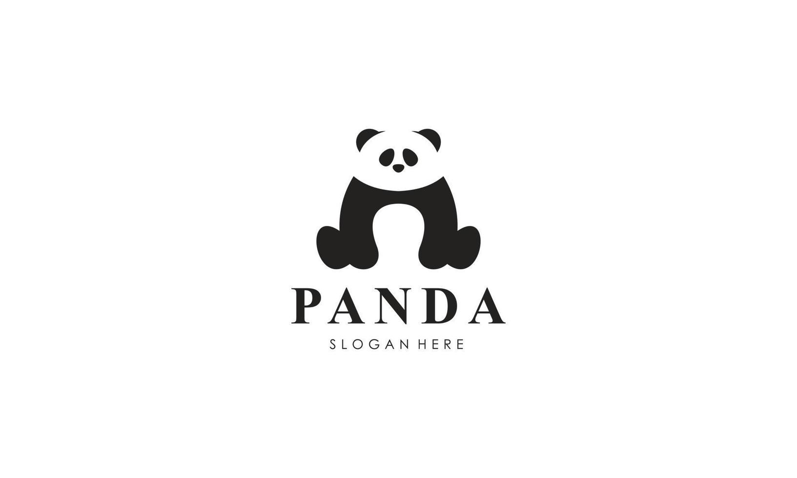 Panda bear silhouette logo design vector template