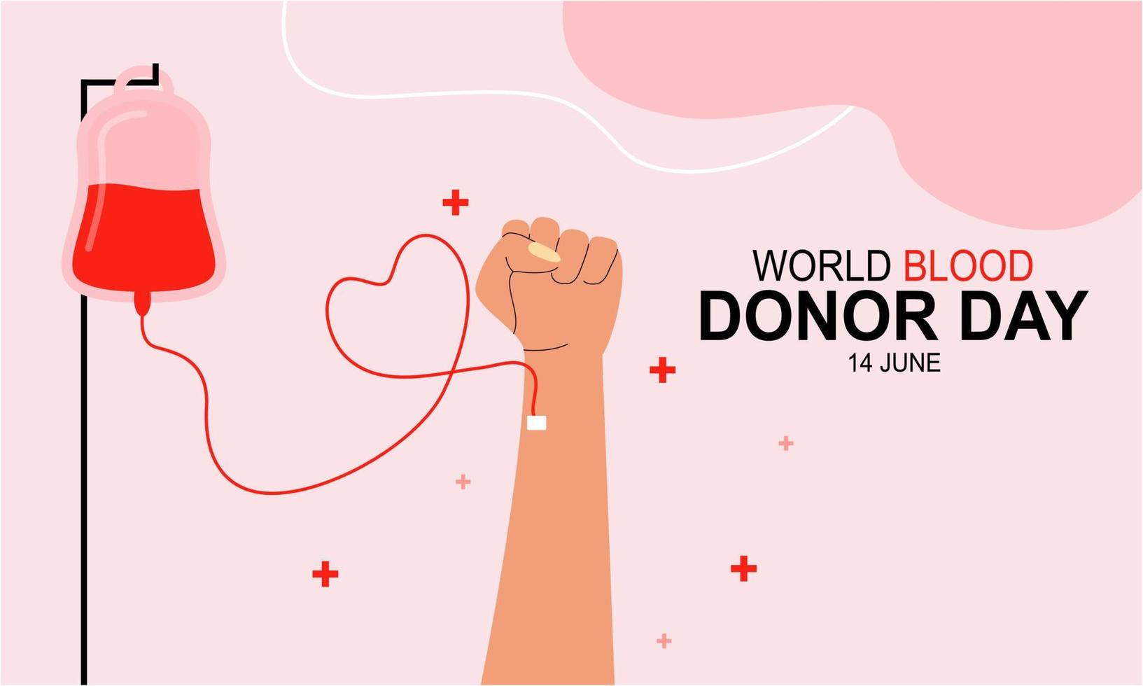 World blood donor day heart and blood drop concept poster vector