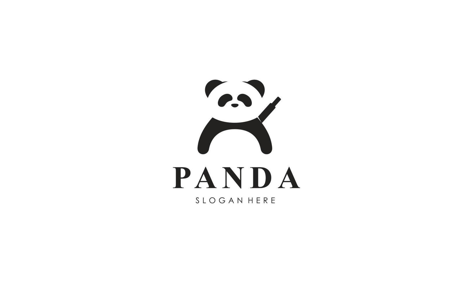 Panda bear silhouette logo design vector template