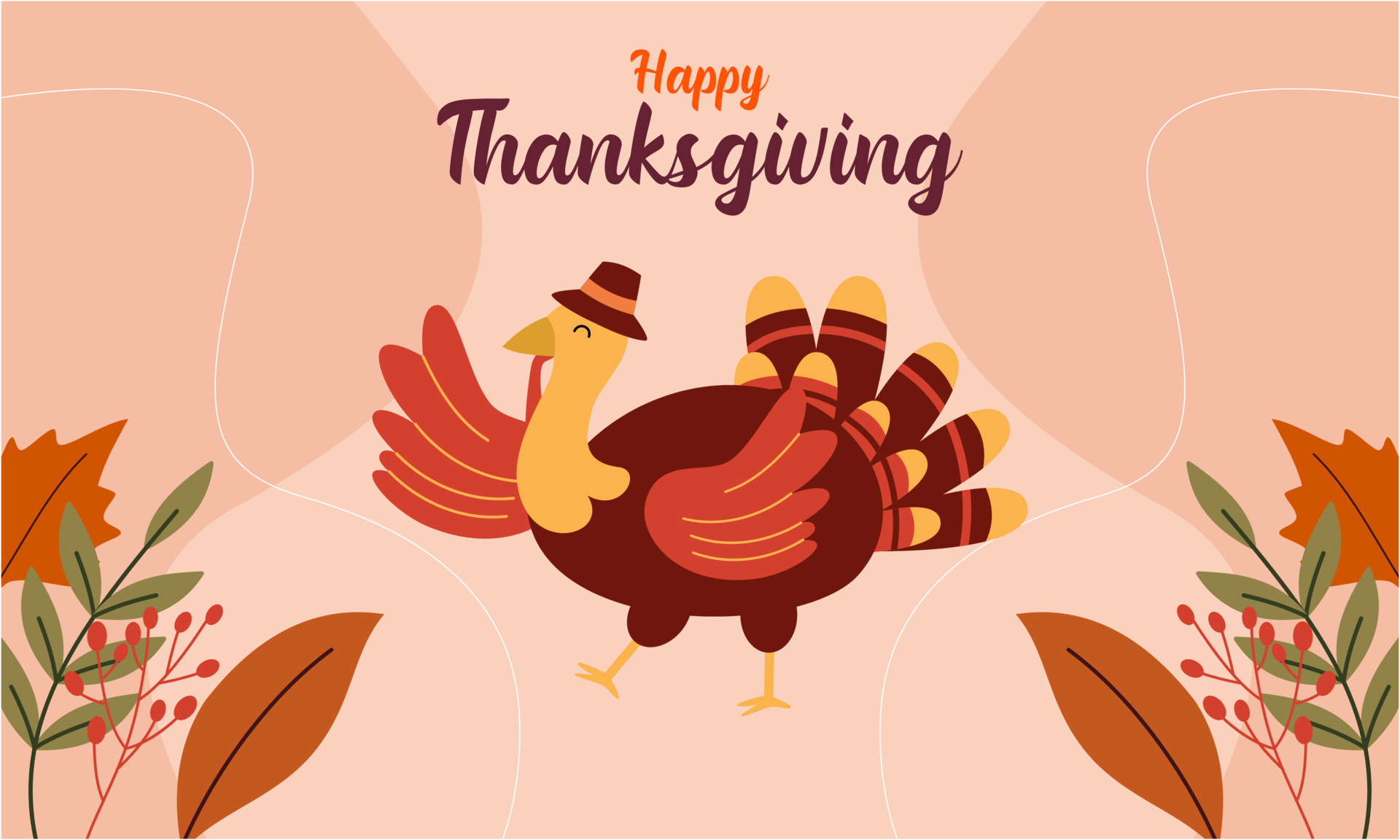 Happy thanksgiving background in flat design 15421836 Vector Art at ...