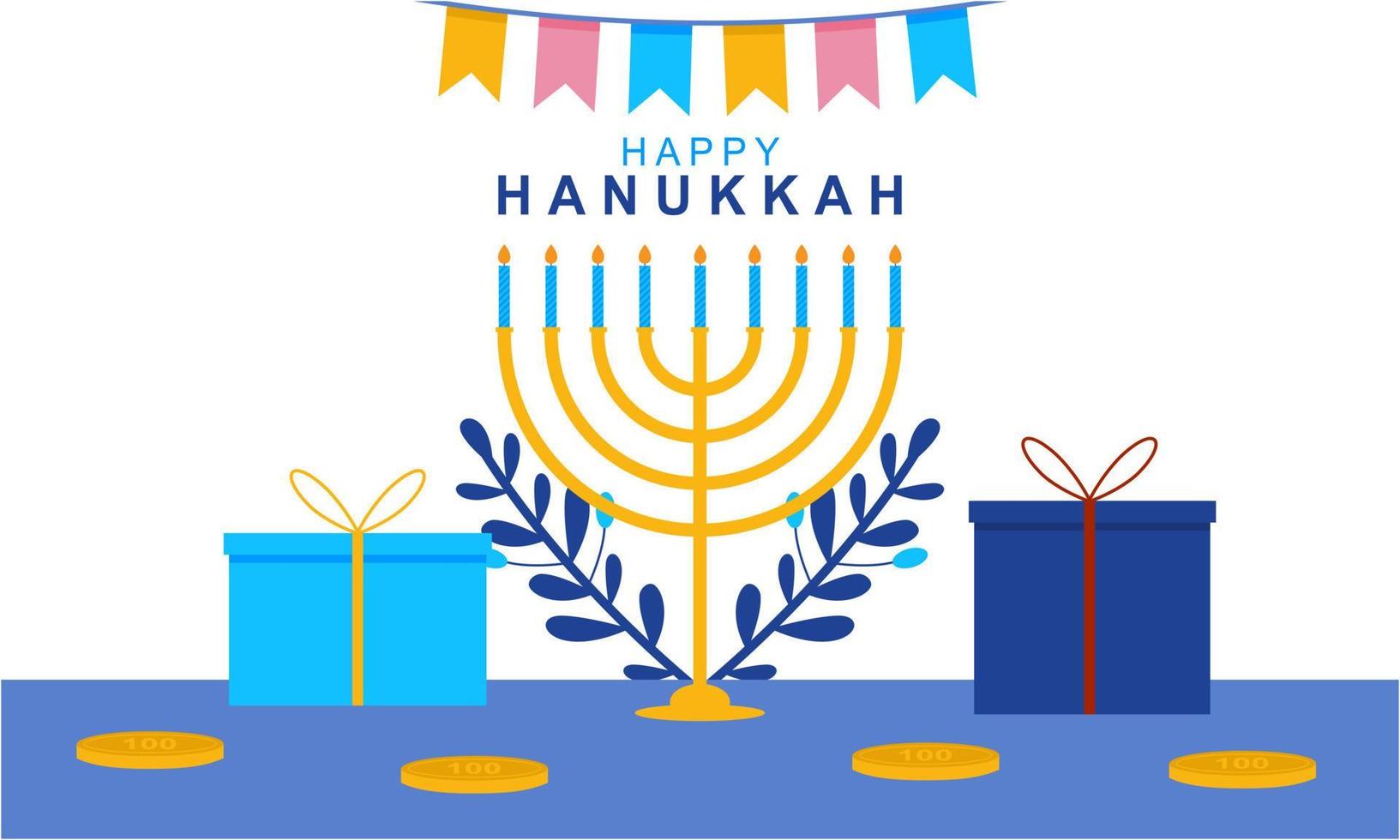 Hanukkah menorah. Happy jewish holiday hanukkah concept vector