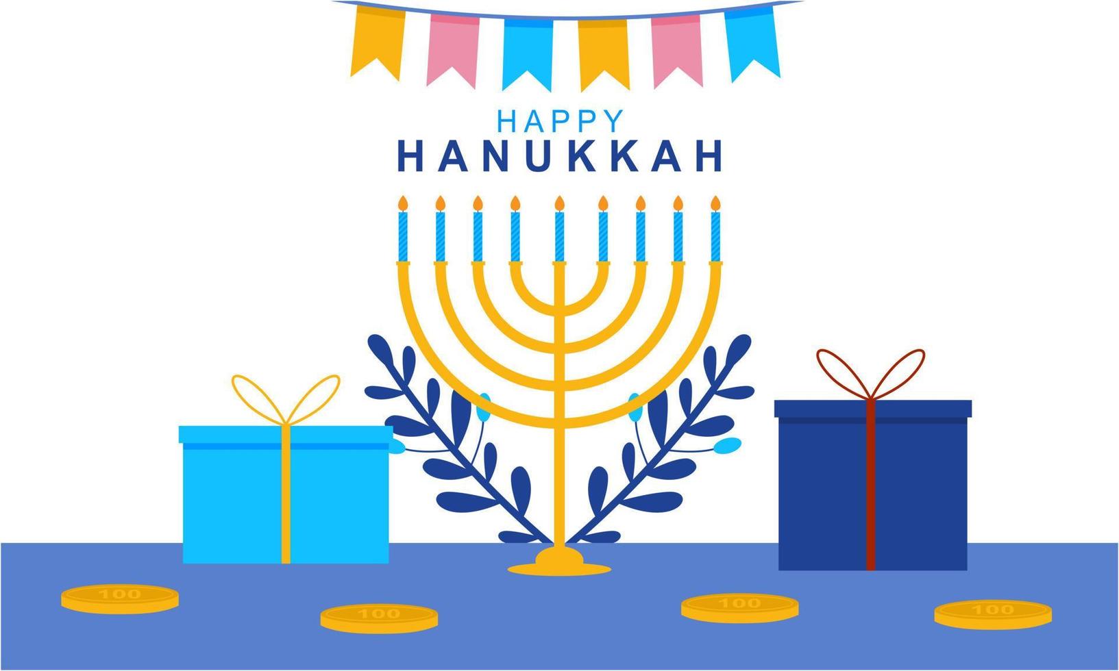 menorá de hanukkah. feliz concepto de vacaciones judías de hanukkah vector