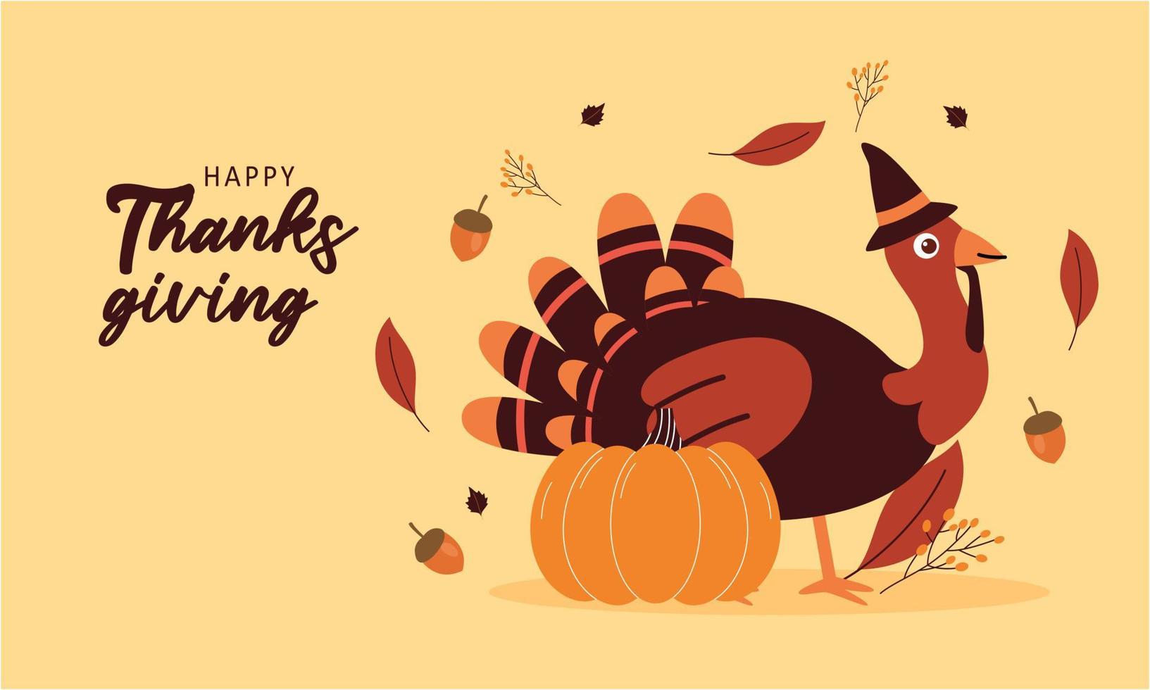 Happy thanksgiving background in flat design vector
