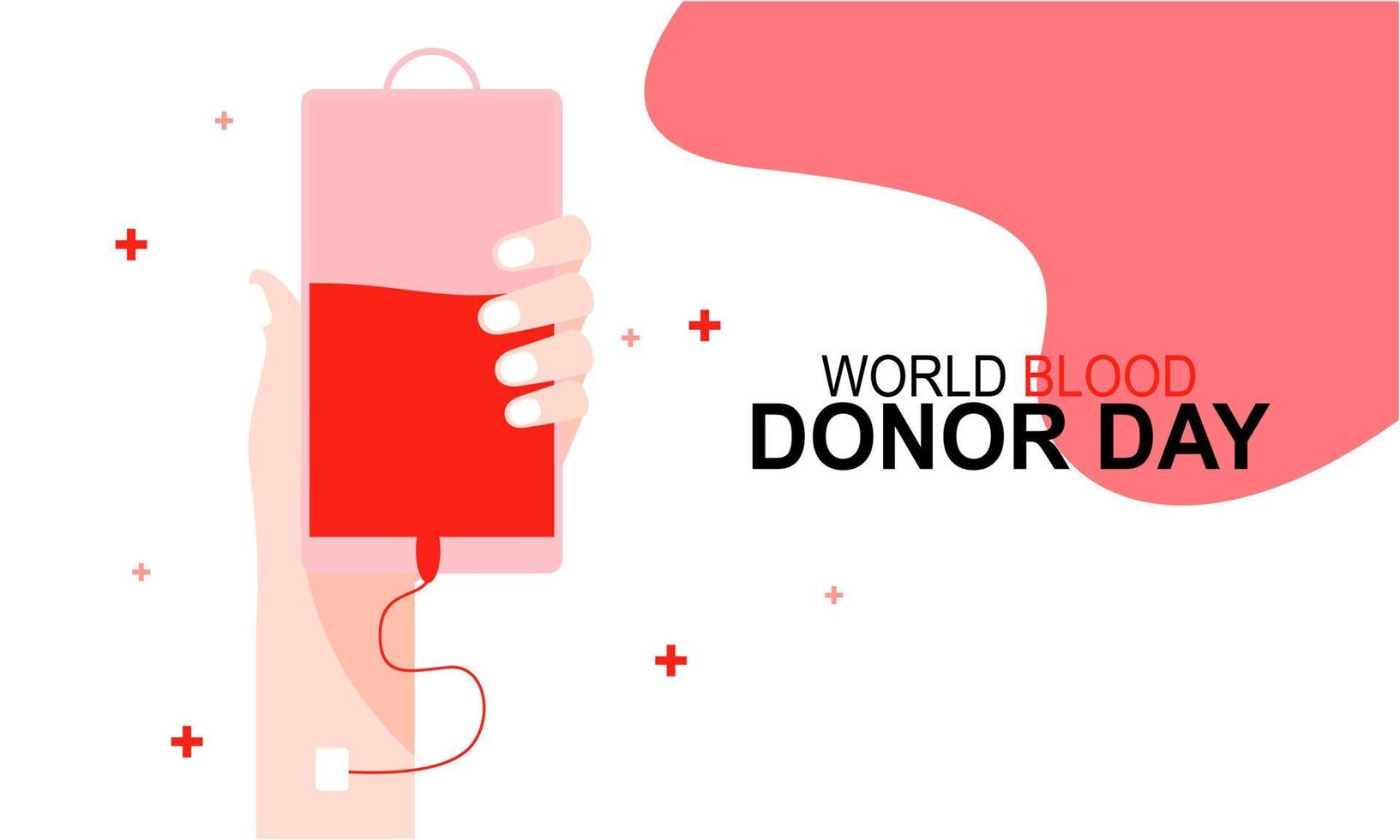 World blood donor day heart and blood drop concept poster vector