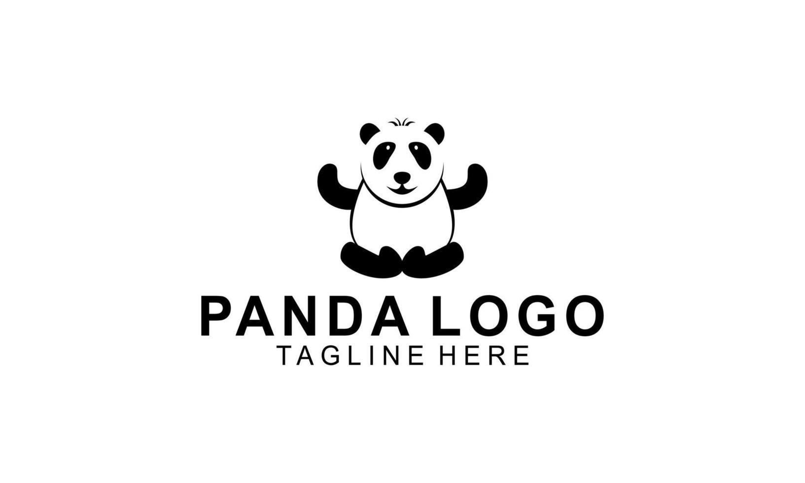 Panda bear silhouette logo design vector template