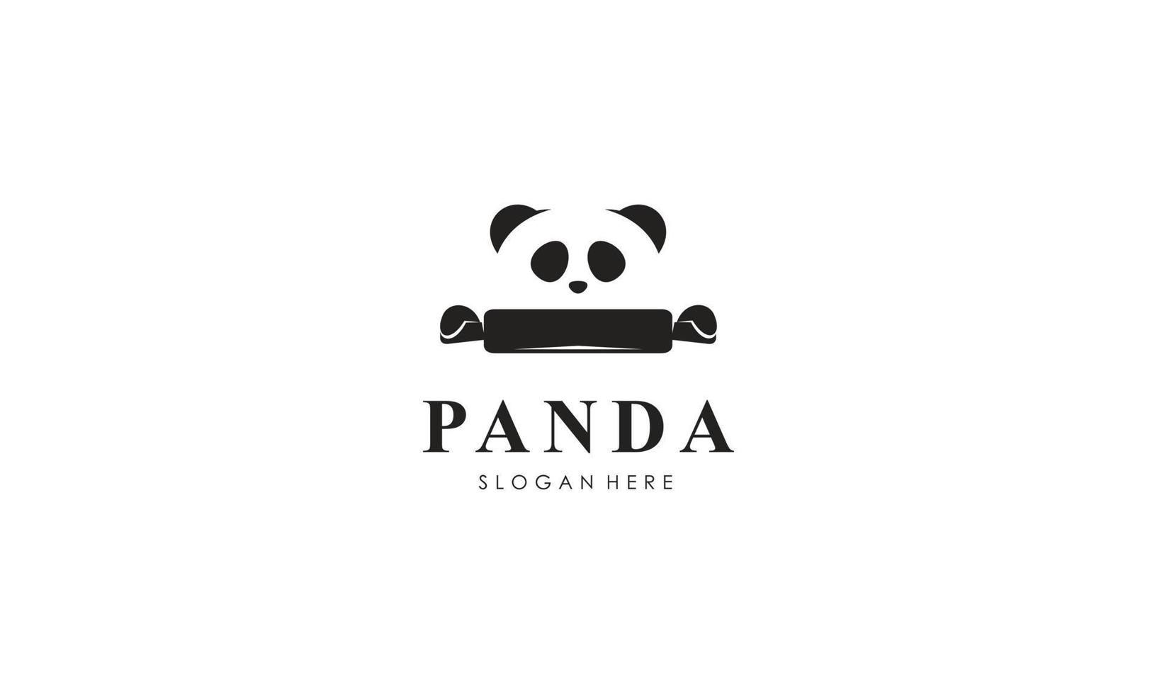 plantilla de vector de diseño de logotipo de silueta de oso panda