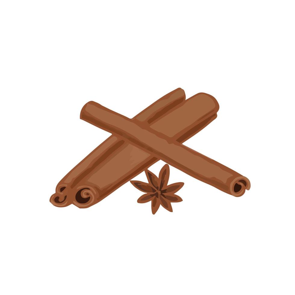 Hand drawn cute isolated clip art illustration of cinnamon sticks with star anise 15422209