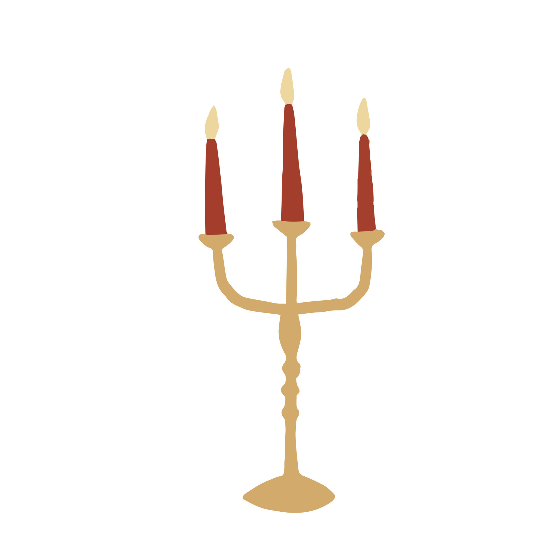 Hand drawn cute isolated clip art illustration of antique candle holder