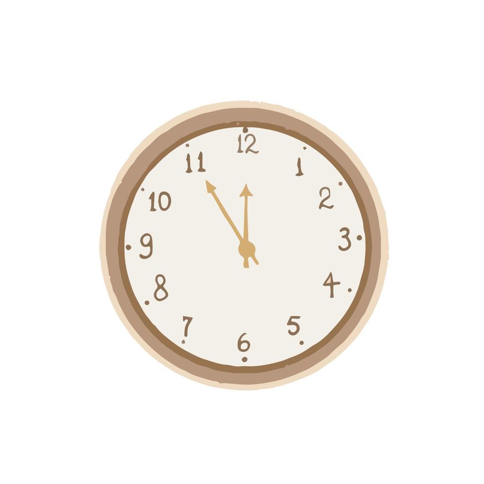 Hand-drawn cute isolated clip art illustration of New Year countdown clock vector