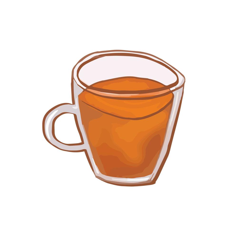 Hand drawn cute isolated clip art illustration of cup of tea vector