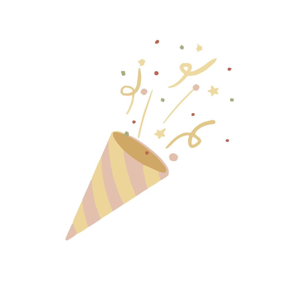 Hand-drawn cute isolated clip art illustration of party cracker vector