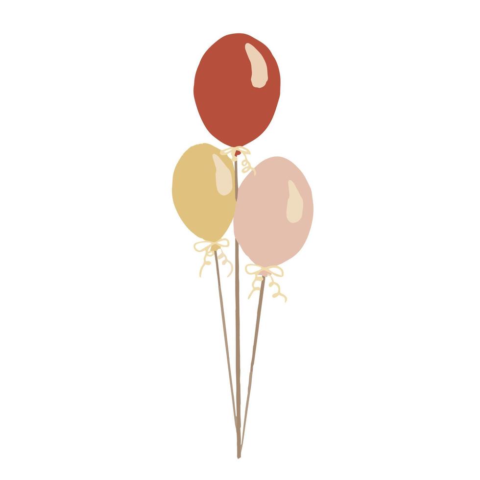 Hand drawn cute isolated clip art illustration of helium balloons vector