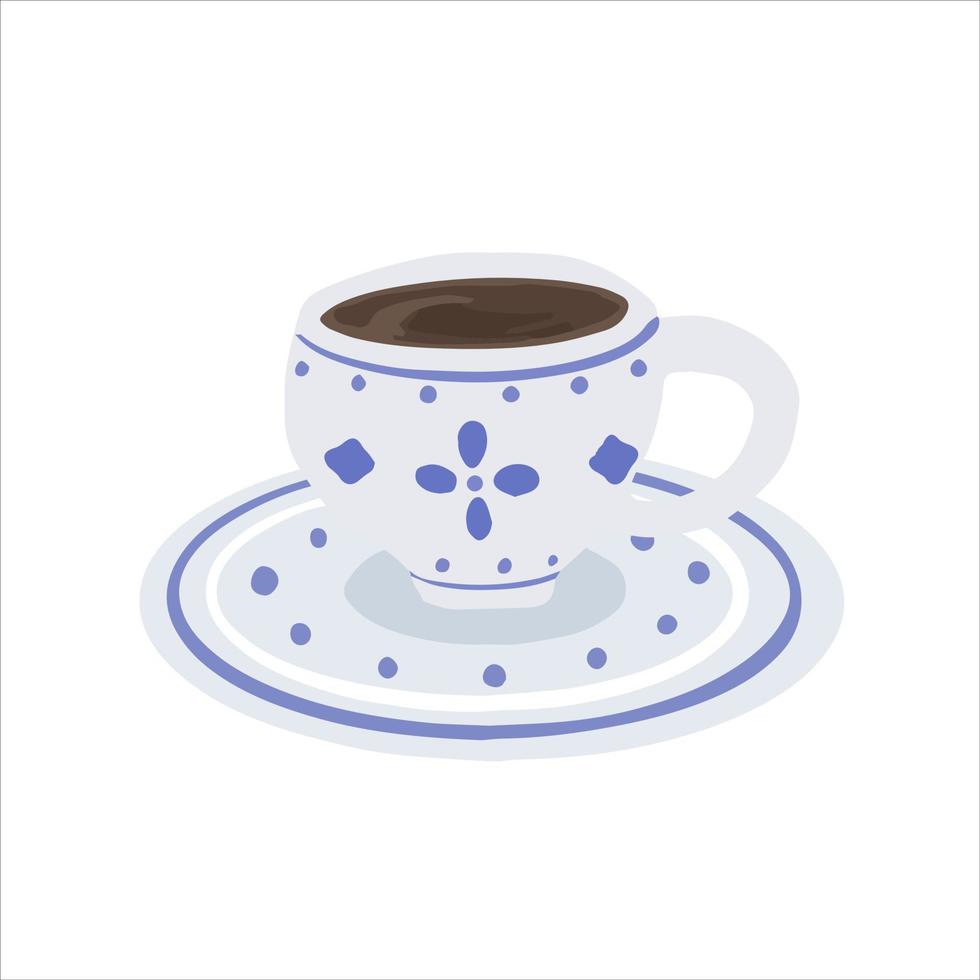 Hand-drawn cute isolated clip art illustration of cozy coffee cup vector