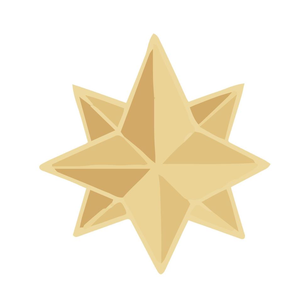 Isolated clip art illustration of shaded Christmas golden star vector