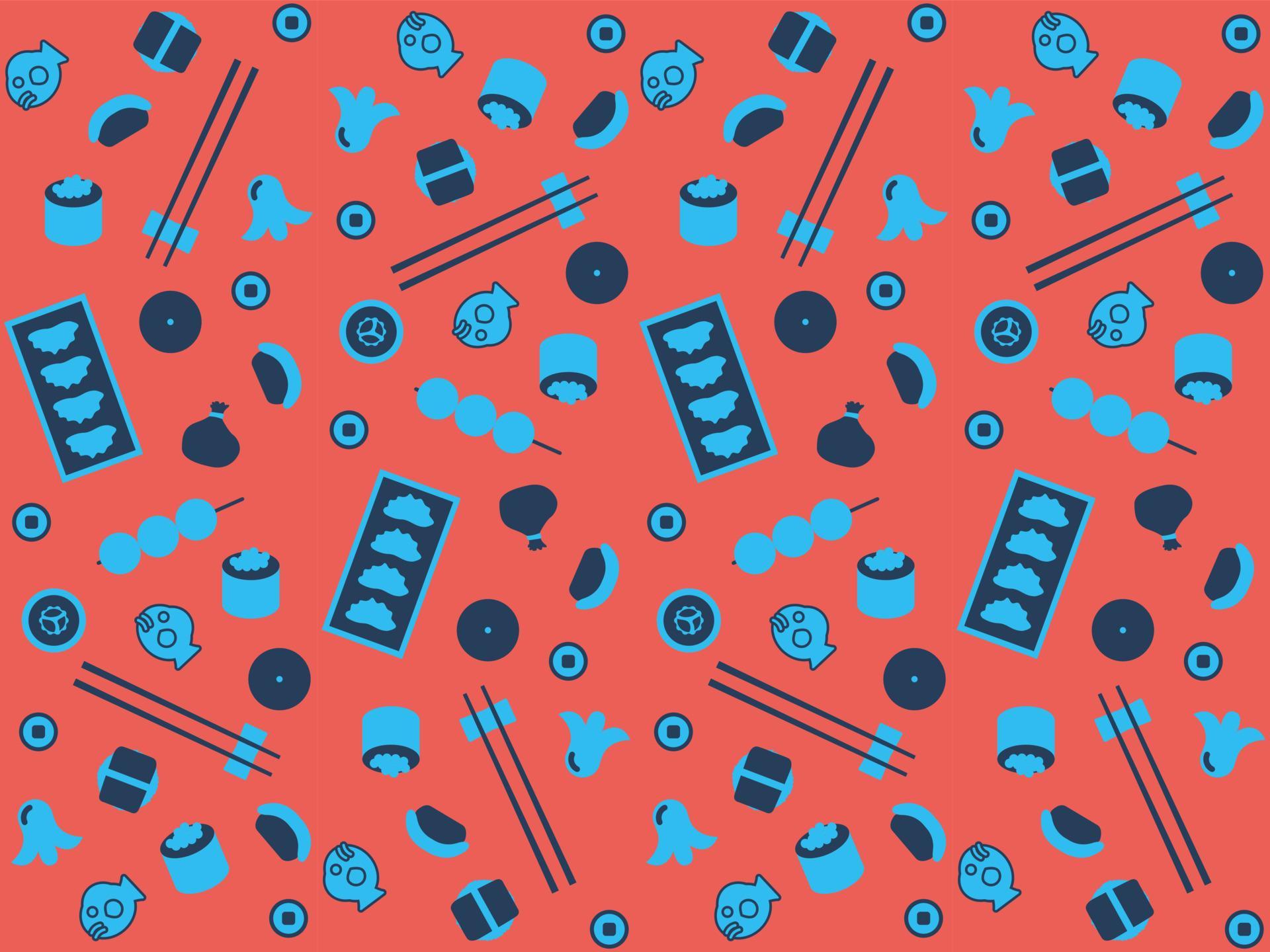 chinese new year asian food latin american pattern background seamless