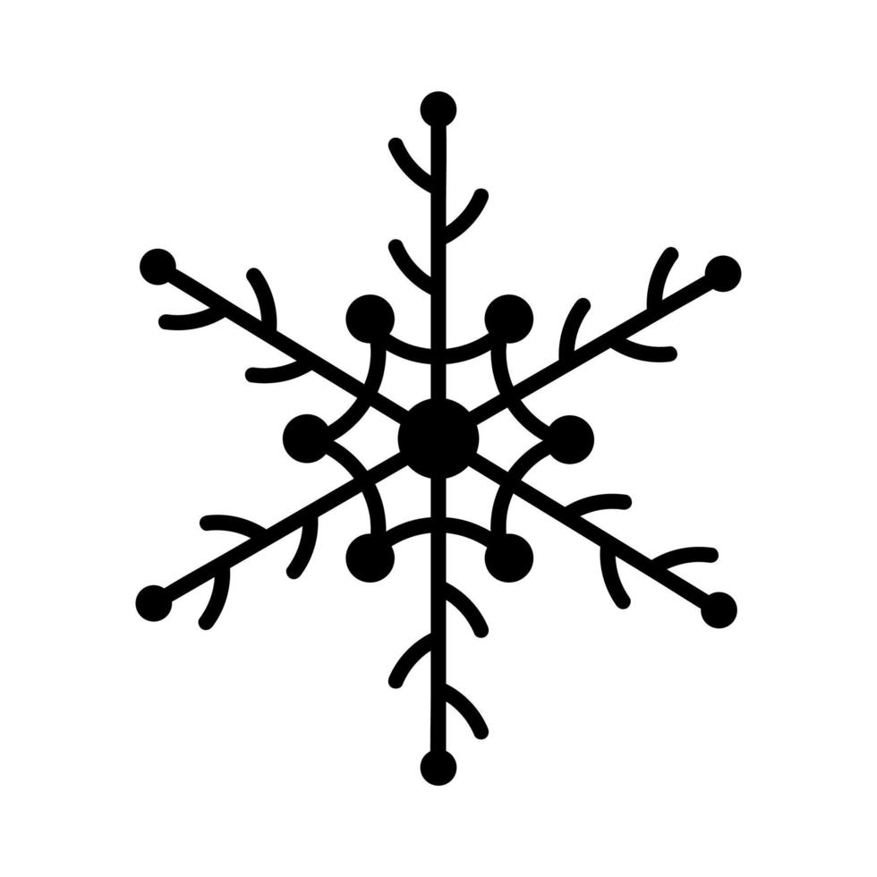 Snowflake decorative element. Hand drawn snowflake isolated on white background. Vector cute element for christmas, new year decor