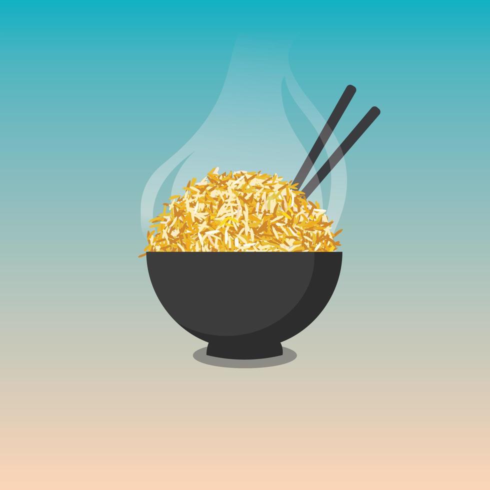 Asian biriyani rice bowl vector