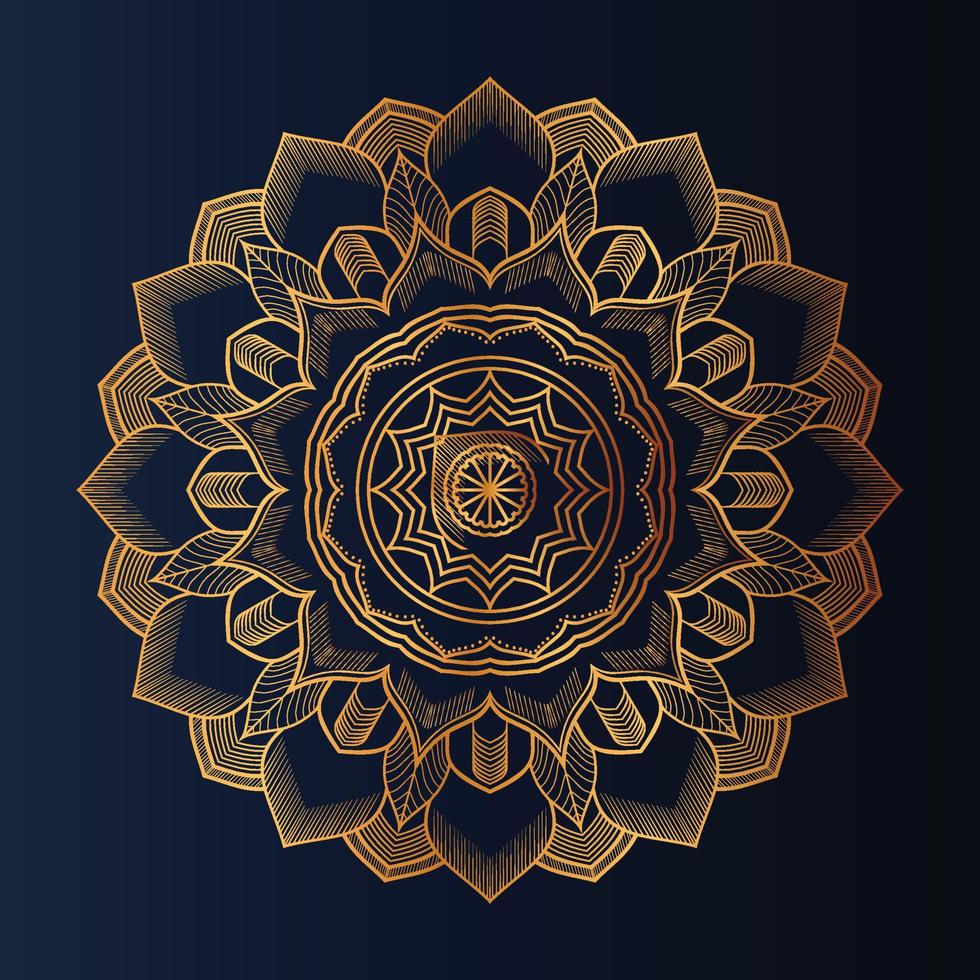 Luxury mandala business card with golden pattern arabic islamic style vector
