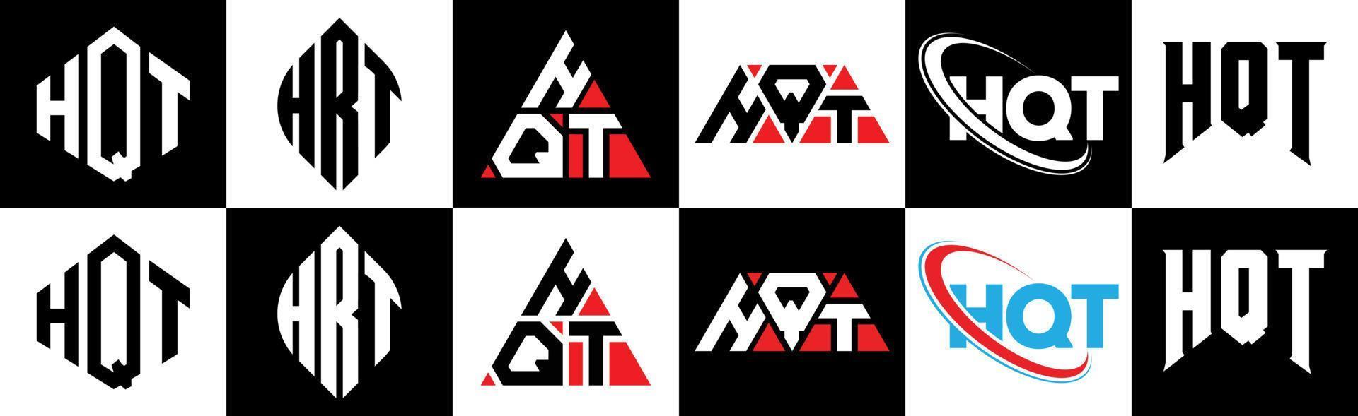 HQT letter logo design in six style. HQT polygon, circle, triangle ...