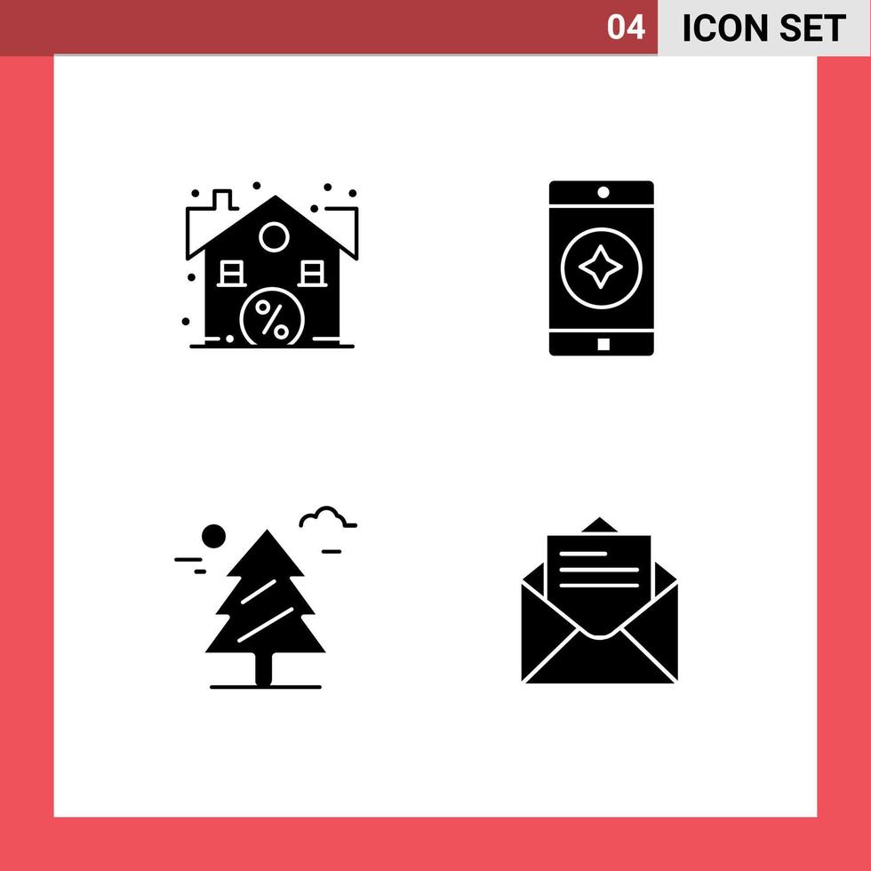 4 iconos creativos, signos y símbolos modernos de descuento, venta de weald, aplicación móvil, correo electrónico, elementos de diseño vectorial editables vector