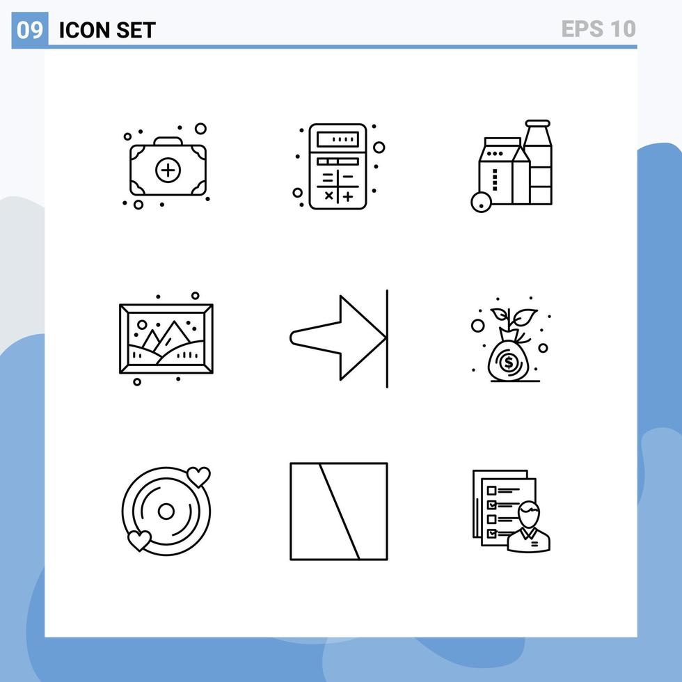 Set of 9 Modern UI Icons Symbols Signs for end hobby milk hobbies image Editable Vector Design Elements