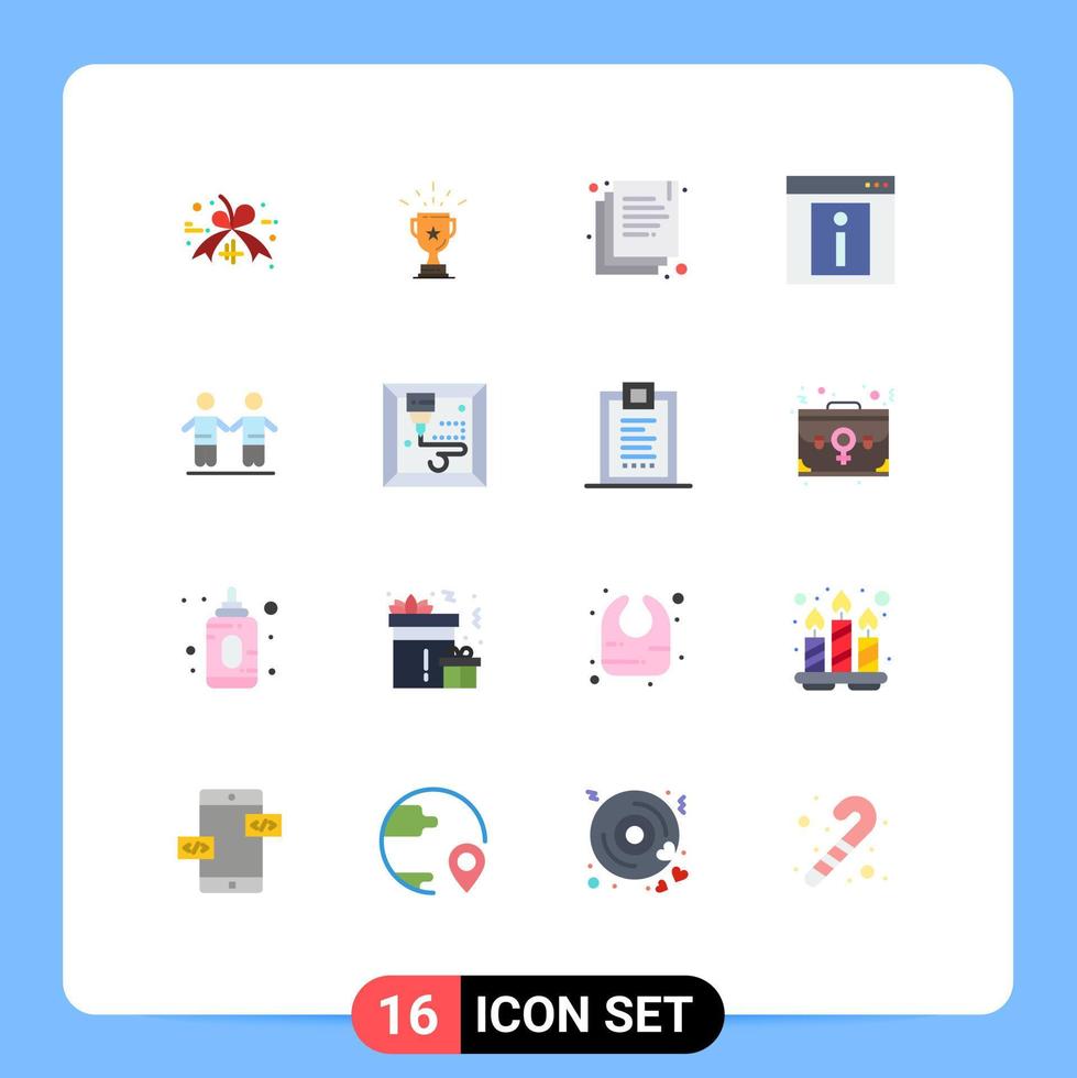 Set of 16 Vector Flat Colors on Grid for web page information win info duplicate Editable Pack of Creative Vector Design Elements