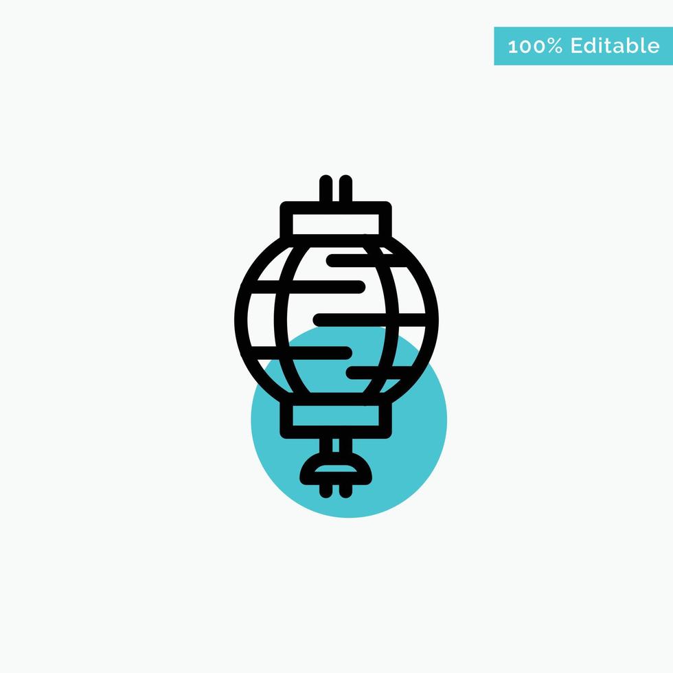 Lantern China Chinese Decoration turquoise highlight circle point Vector icon