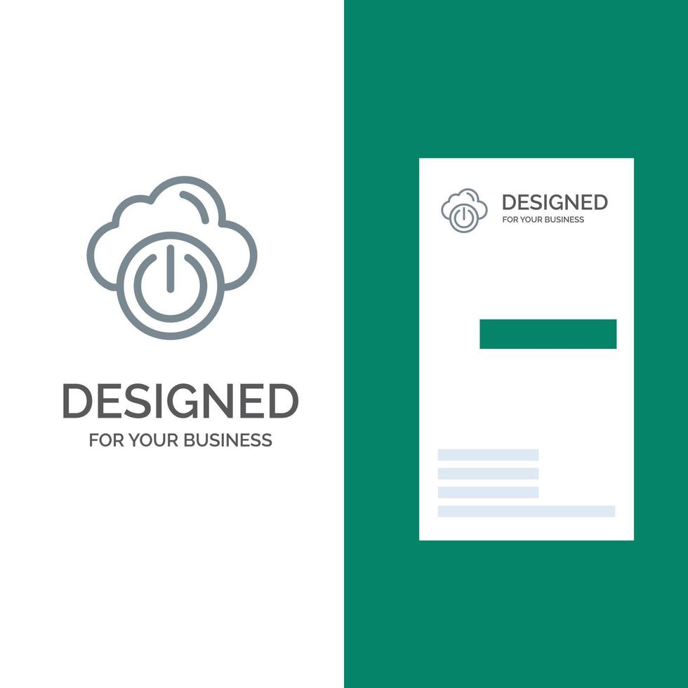 Cloud Power Network Off Grey Logo Design and Business Card Template vector