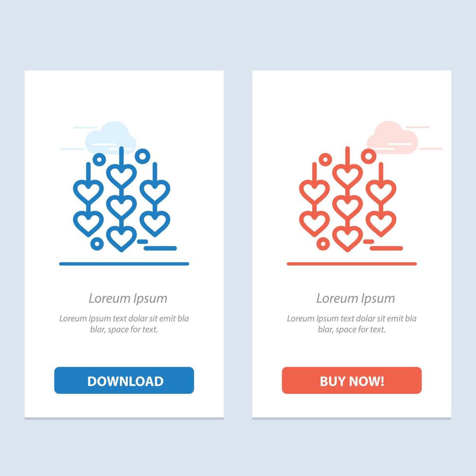 corazón cadena de amor azul y rojo descargar y comprar ahora plantilla de tarjeta de widget web vector