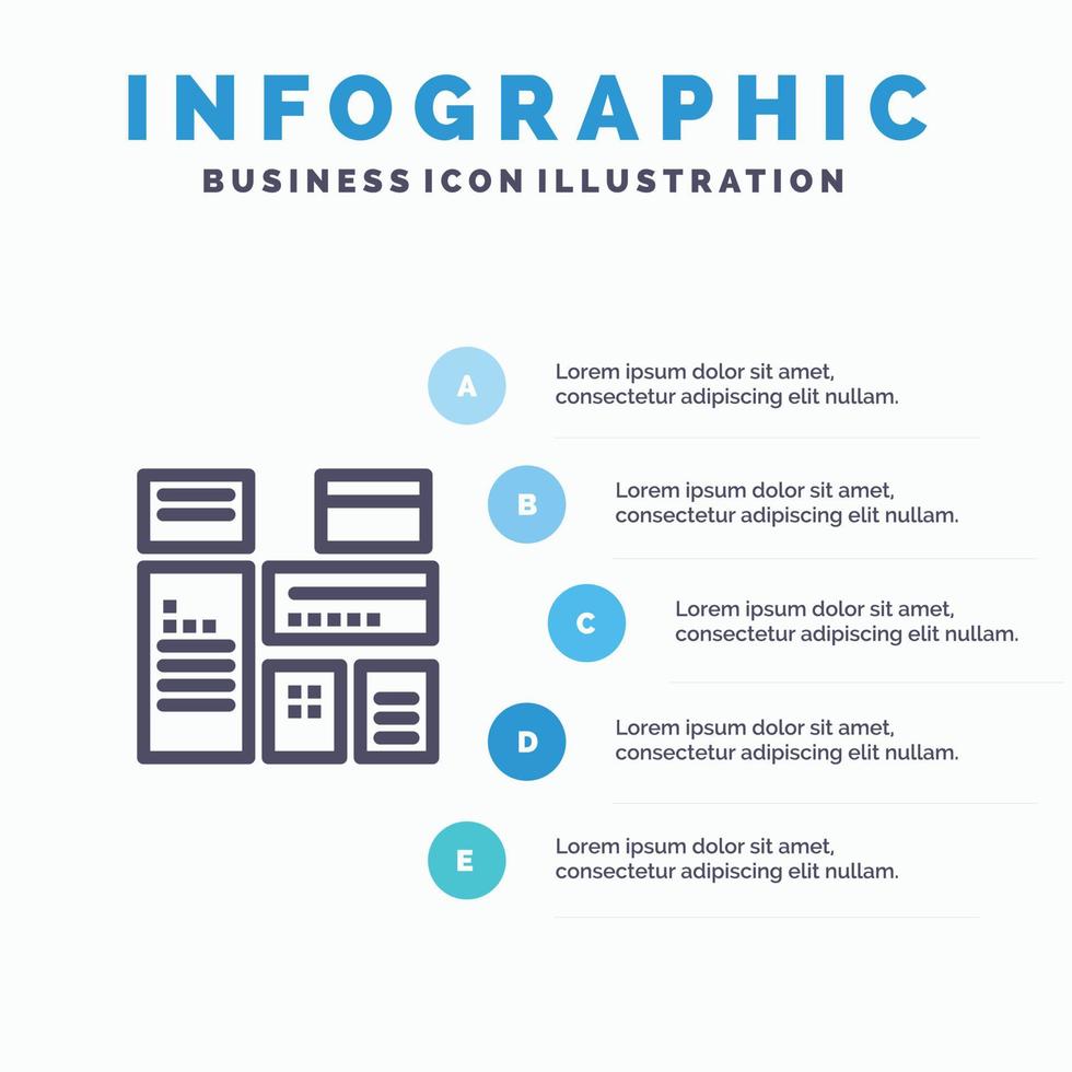 Native Advertising Native Advertising Marketing Line icon with 5 steps presentation infographics Background vector