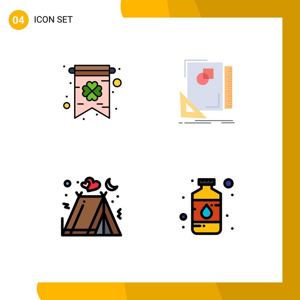 4 iconos creativos signos y símbolos modernos de diseño de vacaciones de tarjeta sketch carpa elementos de diseño vectorial editables vector