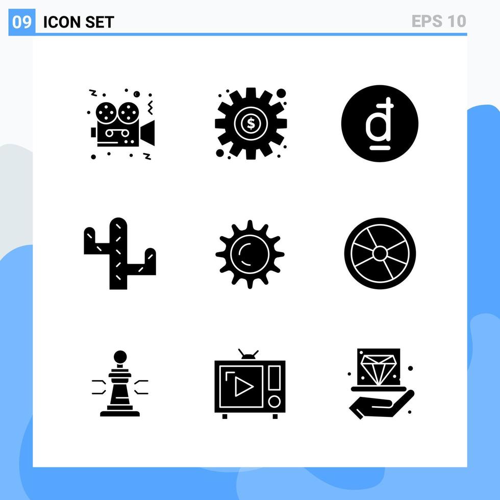 Modern 9 solid style icons Glyph Symbols for general use Creative Solid Icon Sign Isolated on White Background 9 Icons Pack Creative Black Icon vector background