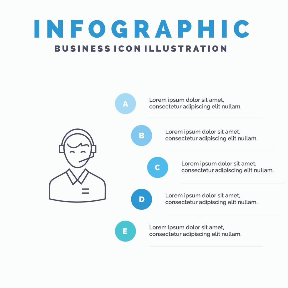 Support Business Consulting Customer Man Online Consultant Service Line icon with 5 steps presentation infographics Background vector