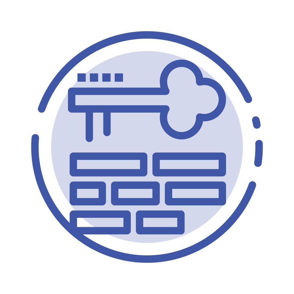 Key Lock Layout Login Blue Dotted Line Line Icon vector