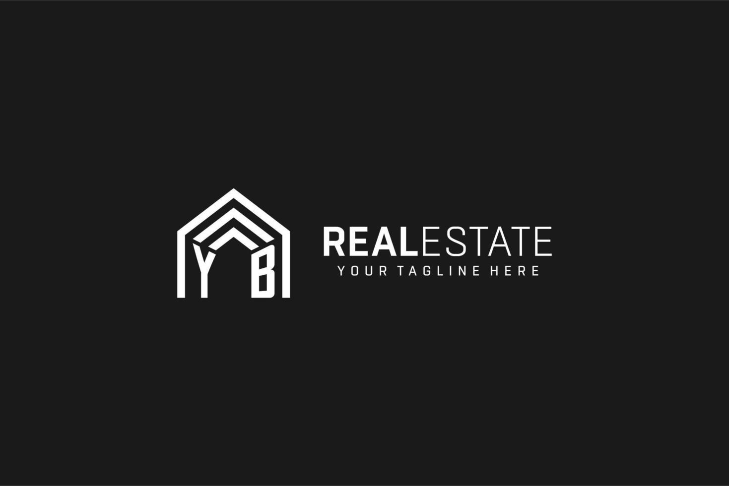 Letter YB house roof shape logo, creative real estate monogram logo