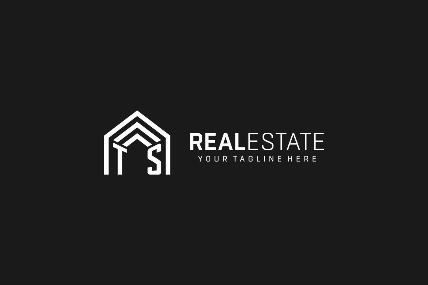 logotipo de la forma del techo de la casa de la letra ts, estilo de logotipo del monograma inmobiliario creativo vector