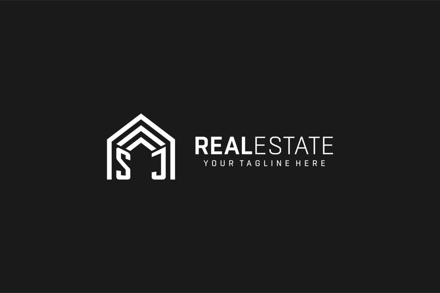 logotipo de la forma del techo de la casa de la letra sj, estilo de logotipo del monograma inmobiliario creativo vector