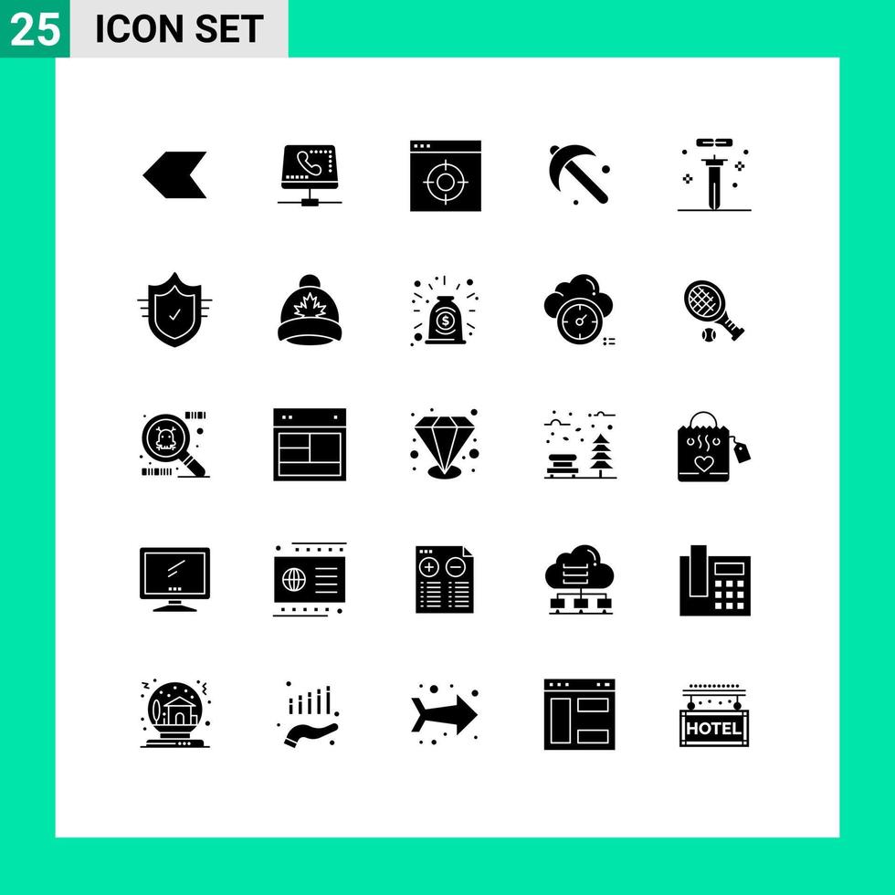 25 Solid Glyph concept for Websites Mobile and Apps chemistry tool application spade farming Editable Vector Design Elements