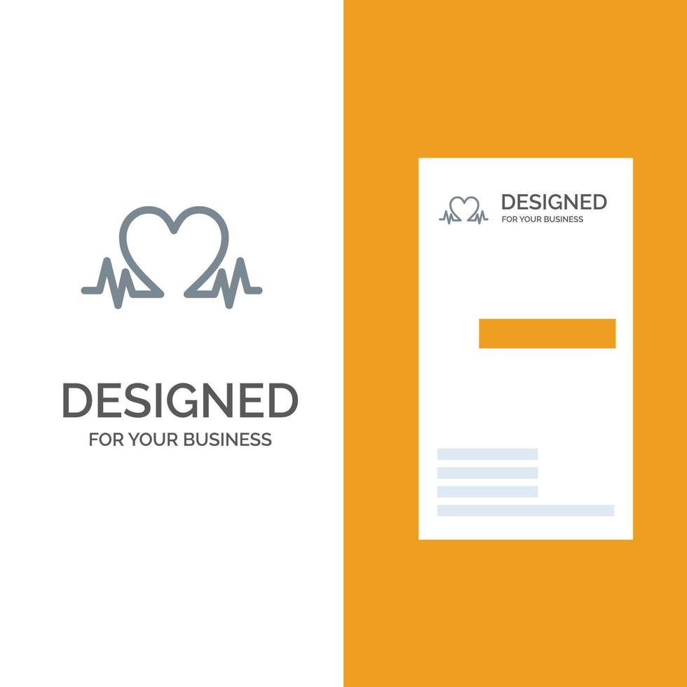 Heartbeat Love Heart Wedding Grey Logo Design and Business Card Template vector