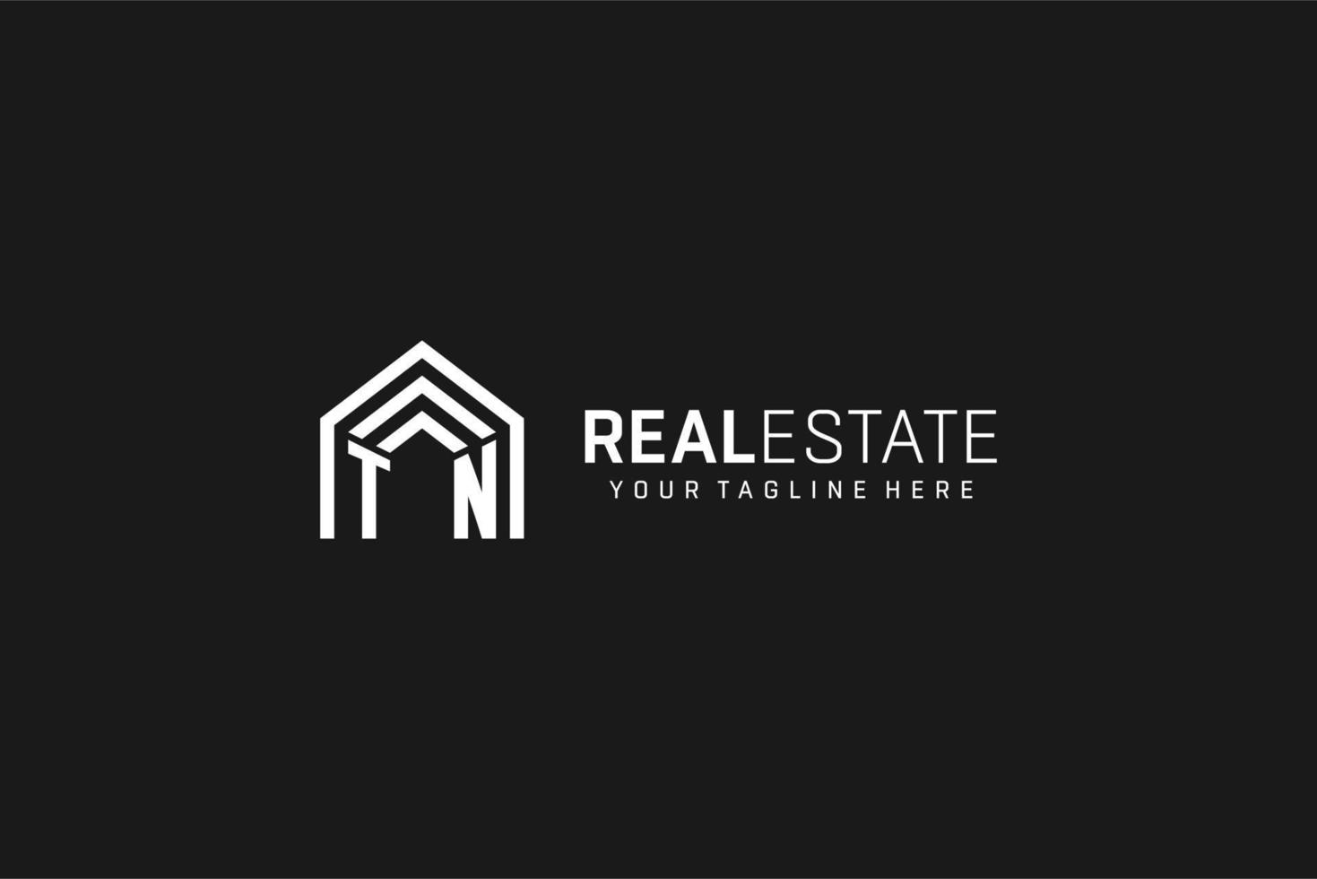 Letter TN house roof shape logo, creative real estate monogram logo style vector