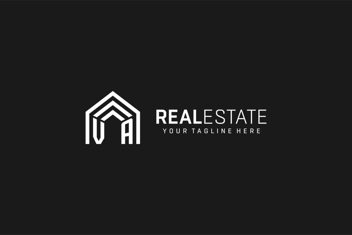Letter VA house roof shape logo, creative real estate monogram logo style vector