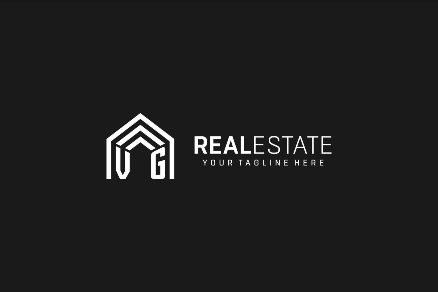 Letter VG house roof shape logo, creative real estate monogram logo style vector