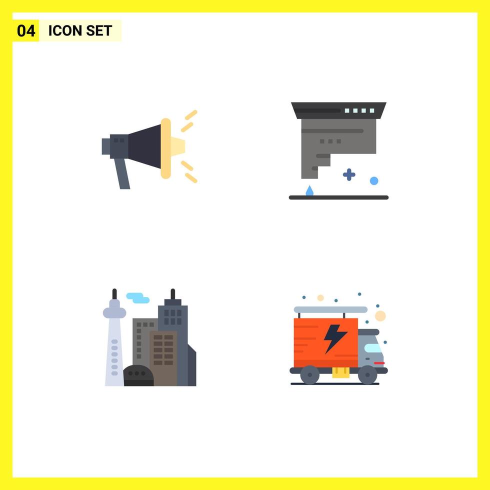 4 Thematic Vector Flat Icons and Editable Symbols of marketing building cartridge development palace Editable Vector Design Elements