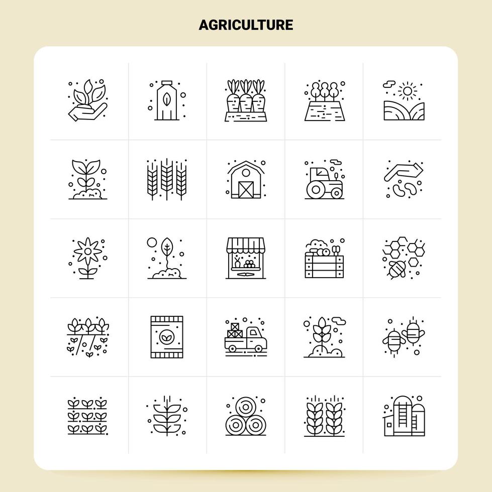 contorno 25 conjunto de iconos de agricultura diseño de estilo de línea vectorial conjunto de iconos negros paquete de pictogramas lineales ideas de negocios web y móviles diseño ilustración vectorial vector