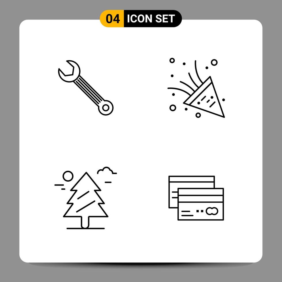 4 Black Icon Pack Outline Symbols Signs for Responsive designs on white background 4 Icons Set vector