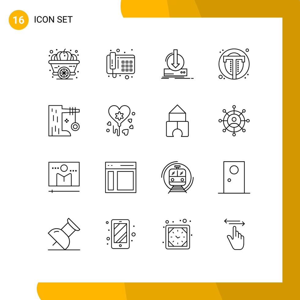 Pack of 16 creative Outlines of holiday user content text interface Editable Vector Design Elements