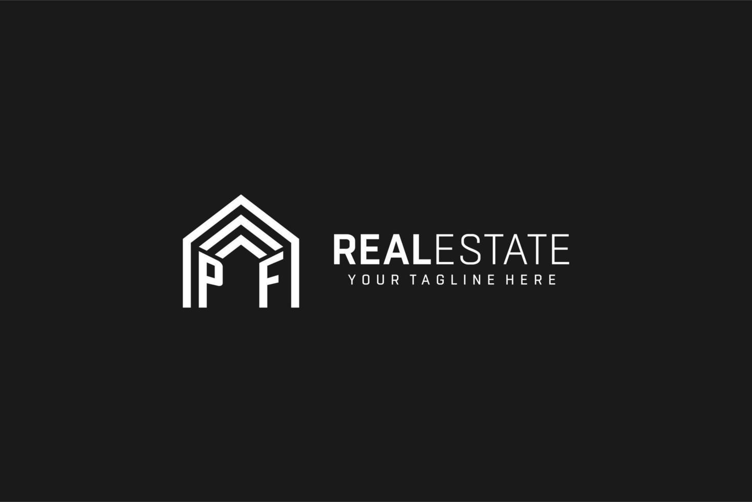 logotipo de la forma del techo de la casa de la letra pf, estilo de logotipo del monograma inmobiliario creativo vector