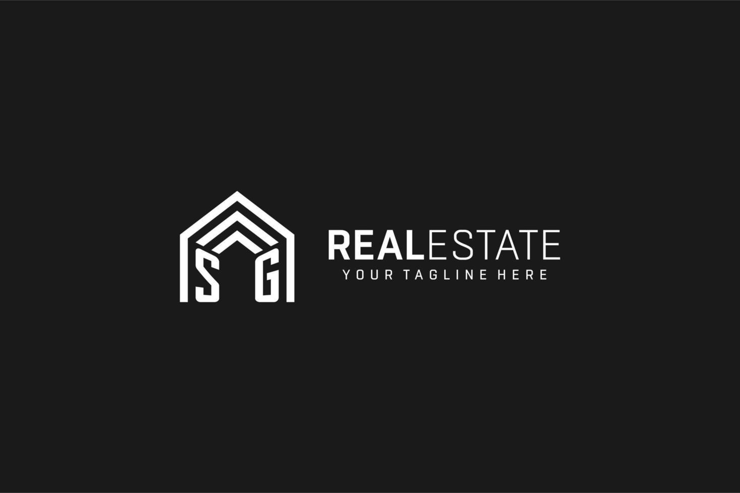 logotipo de forma de techo de casa con letra sg, estilo de logotipo de monograma inmobiliario creativo vector