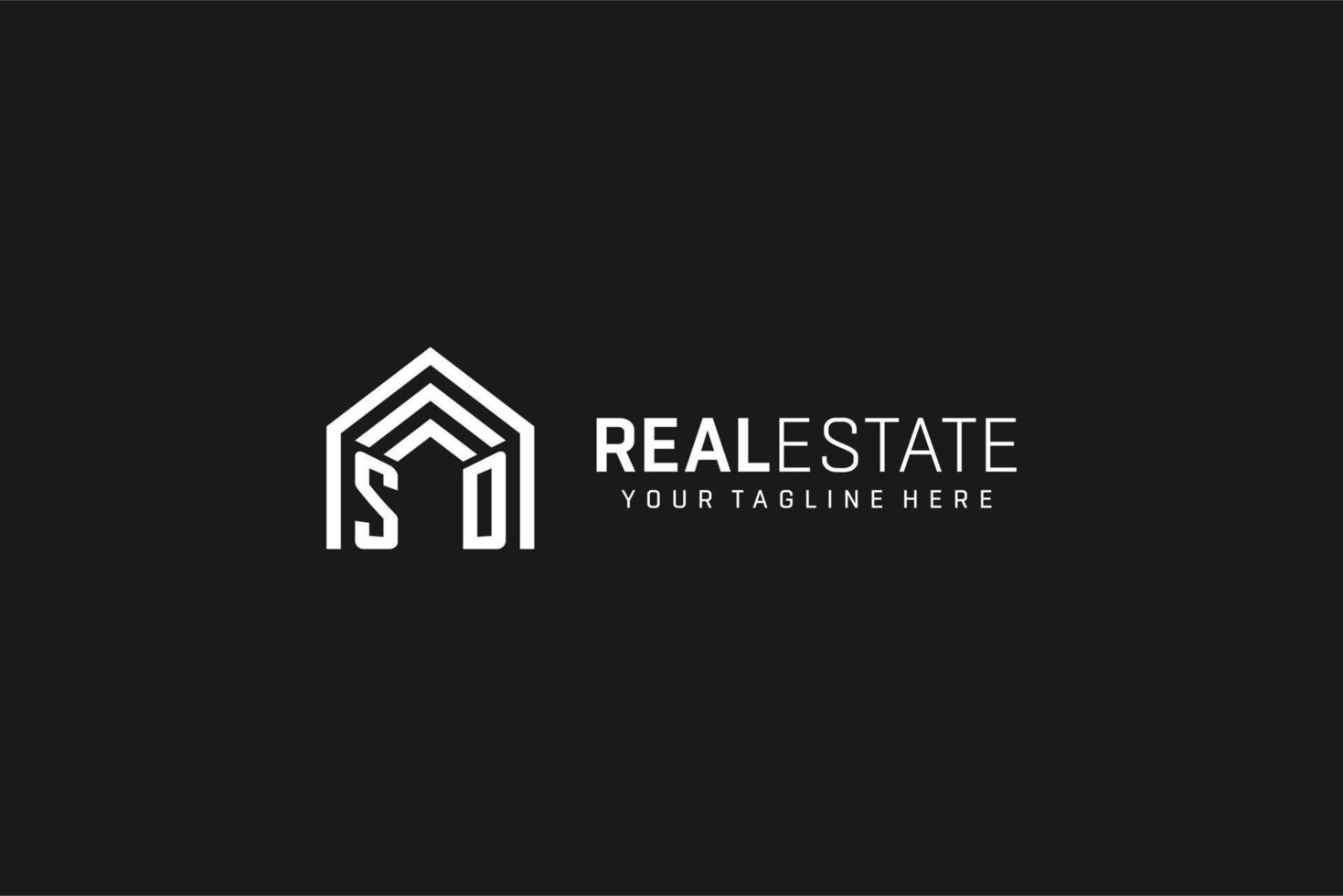 logotipo de forma de techo de casa con letra sd, estilo de logotipo de monograma inmobiliario creativo vector