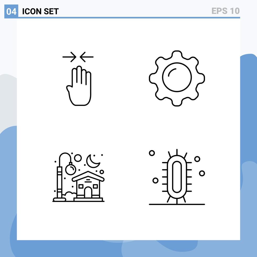 4 Creative Icons Modern Signs and Symbols of arrow home pinch interior light Editable Vector Design Elements